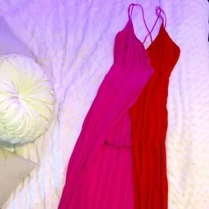 Hi/low strappy color block dress